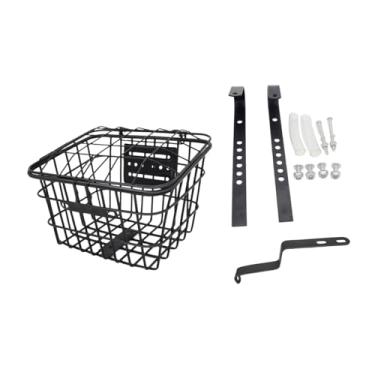 Imagem de Deevoka Cesta de bicicleta infantil com decoração frontal, cesta de guidão, suporte prático de arame de ferro para armazenamento para meninos, parques de, com Tampa