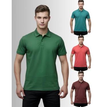 Imagem de Kit 4 Camisas Masculina Gola Polo Piquet Poliéster - Genérica, Bandeir