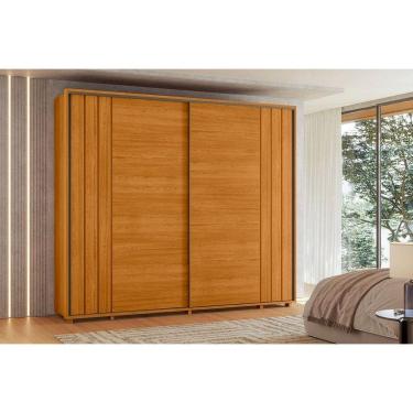 Imagem de Guarda-roupa Dalí com escada 100% MDF ripado 2 portas e 8 gavetas - Cinamomo - Madetec