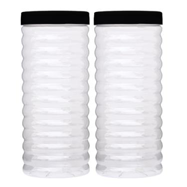 Imagem de 2 Pote Plástico Multiuso 2,5LT Organizador Cozinha Grande Ondulado (Preto)