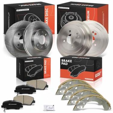 Imagem de A-Premium Rotores de freio a disco ventilado dianteiro e traseiro + kit de pastilhas de cerâmica compatível com modelos Hyundai e Kia - Accent 2013-2017, Rio 2018, conjunto de 12 peças