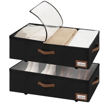 Imagem de StorageWorks Armazenamento sob a cama com rodas removíveis, recipientes de armazenamento embaixo da cama de 25 cm com tampa, organizador de roupas de 90L para cobertores, suéteres, roupa de cama