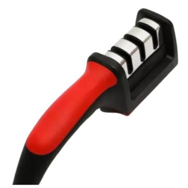 Imagem de Afiador de Facas Profissional 3 Est�gios em A�o Inox Amolador de faca Manual com Base Antiderrapante Emborrachada Cozinha Dom�stica e Profissional