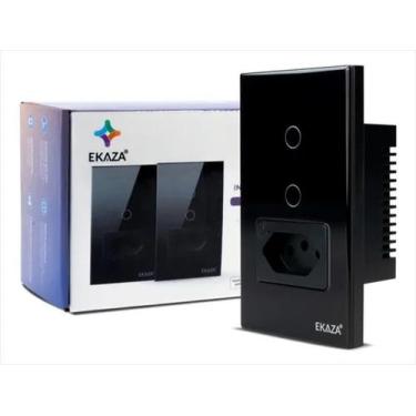 Imagem de Interruptor Wi-Fi Inteligente 2 Botões 1 Tomada Preto Ekaza - 20A - F5