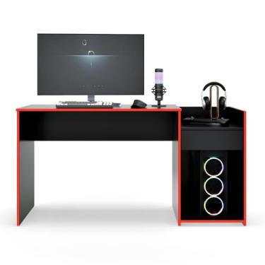 Imagem de Mesa Para Computador Eros Escritório Quarto Escrivaninha Pc Gamer (Preto/Vermelho)