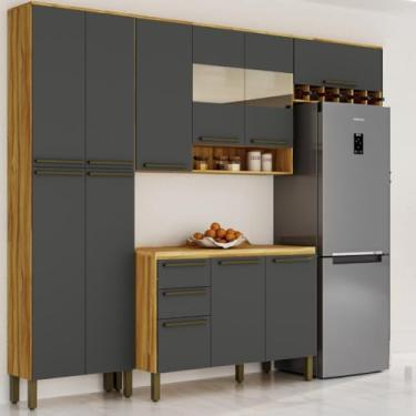 Imagem de Cozinha Completa Nápoli Prime 4 Peças 11 Portas 2 Gavetas Aéreo Armário Paneleiro Balcão Com Tampo 100% Mdf