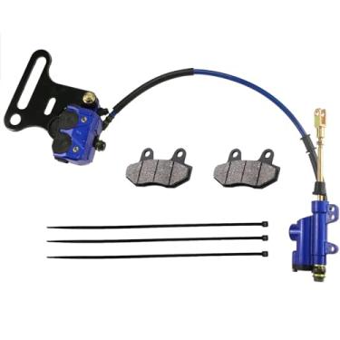 Imagem de PRO BAT Conjunto de freio hidráulico de disco traseiro de 12 mm cilindro mestre com almofada para 70cc 110cc 125cc 140cc 150cc PIT PRO Dirt Bike, azul