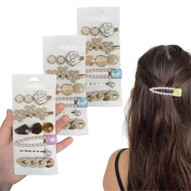 Imagem de 18 Presilha Clip Cabelo Pedras Strass Prendedor Grampo Penteado Festa 