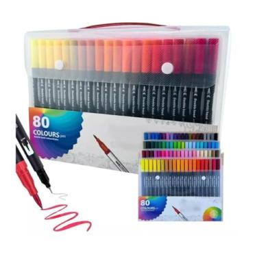 Imagem de Canetinhas coloridas 36 Cores – Ponta Fina e Pincel Dupla para Desenho, Lettering, Caligrafia e Colorir