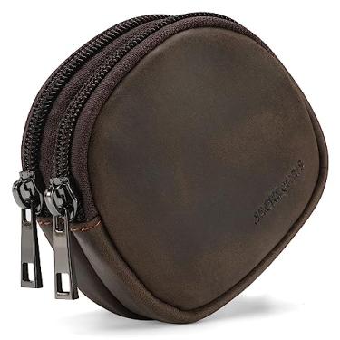 Imagem de Jack&Chris Porta-Moedas Masculino, Carteira Pequena De Couro Legítimo Com Bolso Zíper E Passador Cinto Traseiro, Bolsa Masculina