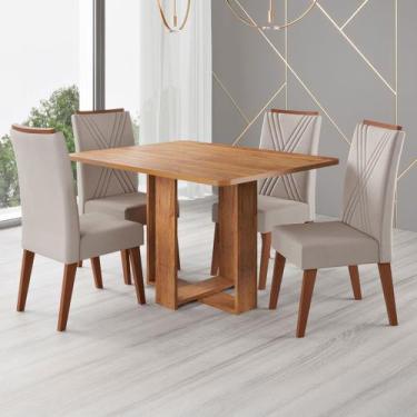 Imagem de Mesa de Jantar 4 Lugares Coxilha Mel/Bege - Viero Móveis, Bege, Modern
