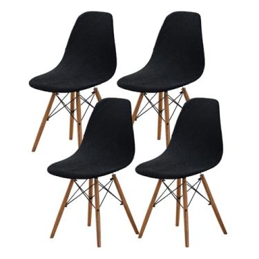 Imagem de HAOYONG Capas de cadeira de jantar modernas de meados do século, capa de cadeira estampada sem braços, capas elásticas para cozinha, escritório, sala de jantar e sala de estar (conjunto com 4)