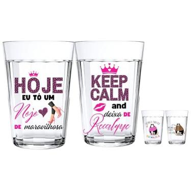 Imagem de Jogo 2 Copos Americanos 190ml Vidro Temático Pura Atitude & Estilo Não Desbota Colorida Item Personalizado Colecionável Presente Criativo (RECALQUE)