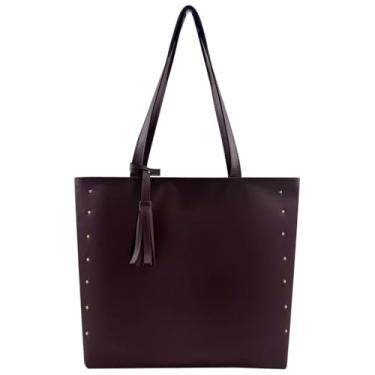 Imagem de Bolsa Sacola Feminina Grande De Ombro Universitária Reforçada (Bordô)