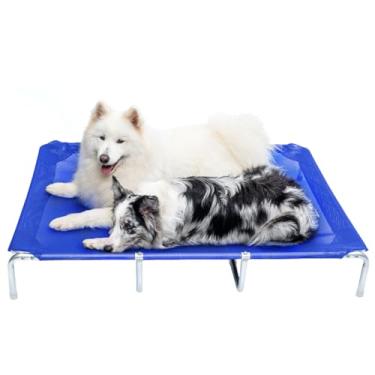 Imagem de Cama Suspensa Pet Cachorro Grande Portátil Resistente Lavável Reforçada 120x90x18cm Azul Confortável Mec G Pet