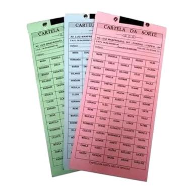 Imagem de Cartela da Sorte Kit c/ 10 Cartelas Rifas para Sorteios – 200 Nomes