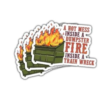 Imagem de 3 peças A Hot Mess Inside A Dumpster Fire Inside A Train Wreck Sticker Funny Gift A Hot Mess Inside A Dumpster Fire Inside A Train Wreck Stickers Car Decal for Laptop Water Bottle Toolbox Phone Case