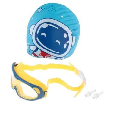 Imagem de YIJU Óculos de natação infantis, touca de natação ajustável, confortável, antiembaçante, óculos de para mergulho com snorkel e esportes aquáticos, Azul