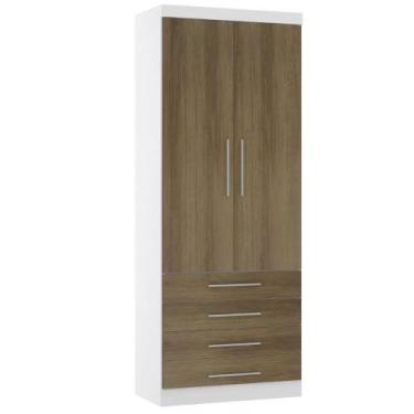 Imagem de Guarda-roupa Modulado 90cm 2 Portas 4 Gavetas Alpes Luciane, Branco/Av