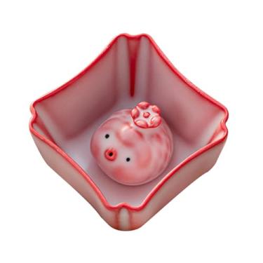 Imagem de SiaBiced Xícara de chá de cerâmica com bichinho de chá elegante miniatura figura peixe bolha xícara de, Quadrado