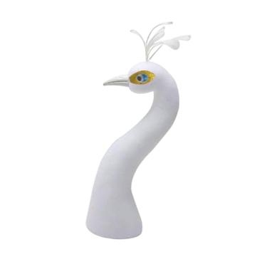 Imagem de Generic Cabeça de pavão modelo ornamento arranjo floral decoração artesanato casamento decoração de carro escultura para arranjo de mesa de noite, Branco