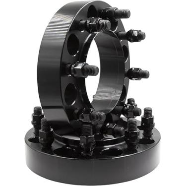 Imagem de Wheel Accessories Parts 2 peças de adaptadores de espaçadores de roda centralizados em cubo de aço, 8 em 170 mm, 1,5" de espessura, 14 mm 2.0 rosca, cubo de 124,9 mm, serve para 99-04 Ford F250 F350 Super Duty| Roda traseira única | Roda traseira dupla