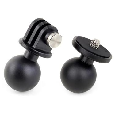 Imagem de Pacote com 2 adaptadores de montagem esférica de 2,5 cm para câmera de ação Insta360 One X3, X2, X, R, RS, GoPro, AKASO, SJCAM, DJI Osmo, compatível com suportes RAM tamanho B, braço de soquete duplo