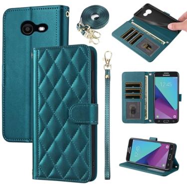 Imagem de Furiet Capa carteira para Samsung Galaxy J7 Prime 2017 J 7 Skypro Sky Pro J7V V S727VL com alça de pulso, alça de ombro e compartimentos para cartões, bolsa fólio, capa de telefone com suporte de