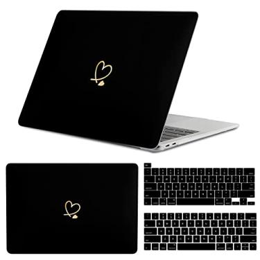 Imagem de GABraden Compatível com MacBook Pro 13 polegadas, 2020-2016 (A2338 M1 A2159 A2251 A2289 A1989 A1706) com Touch ID e pacote com 2 protetores de teclado, pele sintética de pelúcia para laptop (preto-L30