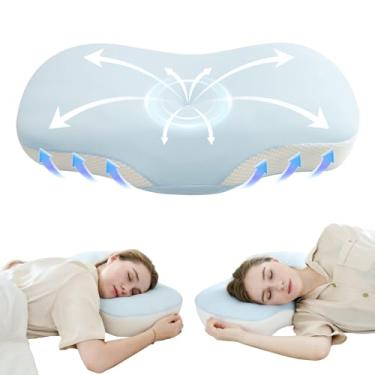Imagem de Travesseiros de espuma de memória, travesseiro cervical para alívio da dor no pescoço e ombro, travesseiro de cama ergonômico para dormir, dormir de estômago e costas