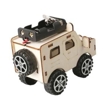 Imagem de YIJU Modelo de carro elétrico faça você mesmo, fácil de montar, brinquedo educacional resistente, experimento científico de madeira, brinquedos de haste