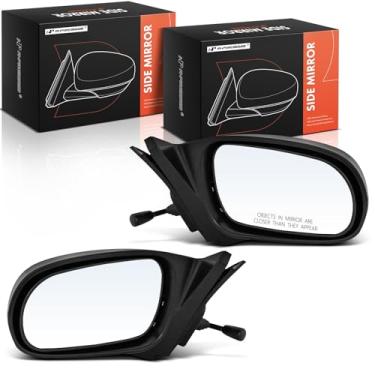 Imagem de A-Premium Par (2) Espelho retrovisor manual do lado do motorista e do passageiro - compatível com Honda Civic 1996 1997 1998 1999 2000 - Espelho retrovisor externo externo preto liso não aquecido não