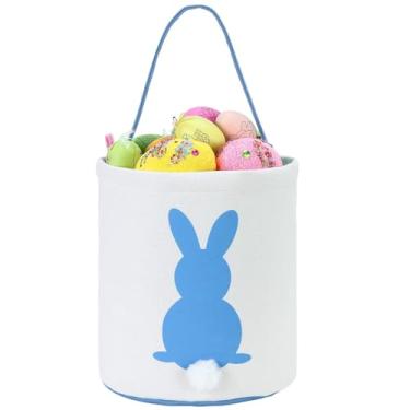 Imagem de OneCut Sacolas De Cesta Coelho Da Páscoa, Com Cauda Fofa, Crianças, Cestas Transporte Para Caça Aos Ovos, Decoração Festa, Brinquedos (Azul)