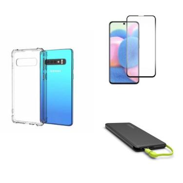 Imagem de Kit Carregador Portátil 10.000mAH Galaxy S10 Plus + Capa + Película De