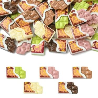 Imagem de Stiesy 50 peças, 5 cores, pingentes de geleca de resina de chocolate, cabochão, imitação de pingentes de comida para fazer joias, acessórios de decoração de bolos, suprimentos para scrapbooking