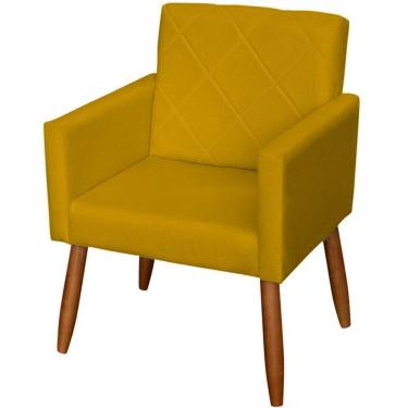 Imagem de Poltrona Decorativa Para Sala Recepção Beatriz Suede Cores Pé Palito Castanho