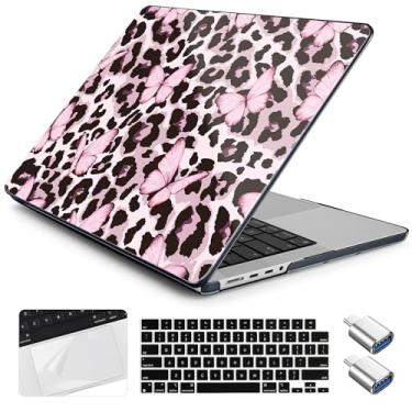 Imagem de Yebiseven Capa para MacBook Pro M4 de 14 polegadas 2025 2024 2023 2021 modelo A3112/A3401/A3185/A2918/A2992/A2779/A2442 M3 M2 M1, capa rígida com capa de teclado + película trackpad + adaptador OTG