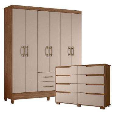 Imagem de Guarda Roupa Casal Panamá E Cômoda Georgia Carvalho Fendi– Moval