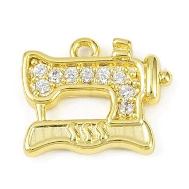 Imagem de KitBeads 10 peças de berloques de máquina de costura, banhado a ouro, zircônia cúbica, berloques de costura para colares, pulseiras, brincos, joias, artesanato