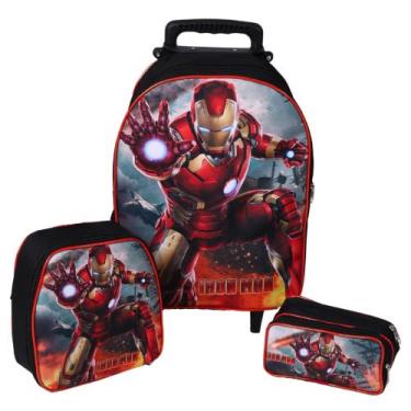 Imagem de Kit Mochila Homem De Ferro Iron Man Escolar Rodinhas - DB
