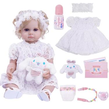 Imagem de Boneca Bebê Reborn Realista 55cm Original Kit Acessórios Conjunto Roup