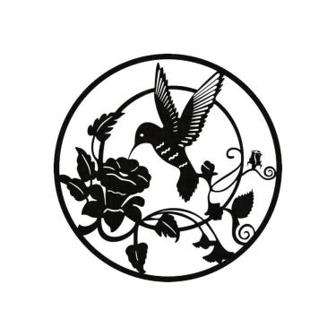 Imagem de Quadro Decorativo Preto Mdf Beija-Flor 40X20Cm