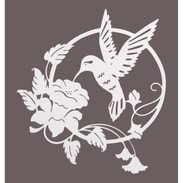 Imagem de Quadro Decorativo Mdf Branco Beija-Flor 40X20Cm