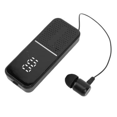 Imagem de Fockety Fone de ouvido sem fio retrátil, fone de ouvido estéreo V6.0 com cancelamento de ruído, microfone com clipe e indicador de energia, para motoristas de caminhão comerciais (Preto)