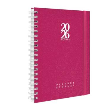 Imagem de Agenda 2026 Planner Semanal Plus Solid Glitter Cores Pink