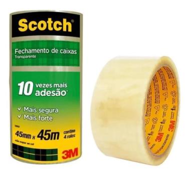 Imagem de Fita Adesiva Transparente 45mx45mm Scotch 3M - 4 Unidade