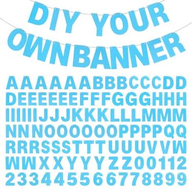 Imagem de Kit de banner faça você mesmo com letras com glitter champanhe azul claro aniversário formatura banner personalizado para festa de formatura festa de casamento decoração de chá de bebê (azul claro)
