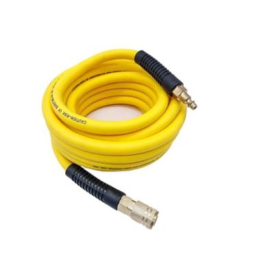 Imagem de SYXQT Mangueira De Ar Híbrida 3/8 Pol. X 25 Pés, 300 Psi, Serviço Pesado, Leve, Resistente A Torções, Flexibilidade Para Todas As Condições Climáticas Com Conexões Industriais 1/4 E Limitadores Curv