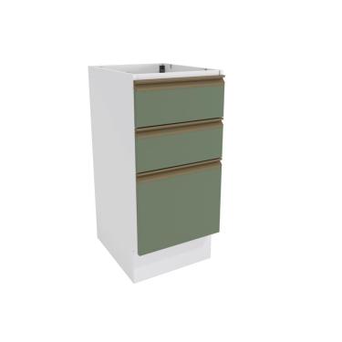 Imagem de Balcão 3 Gavetas Kappesberg Celeste 100% Mdf Branco-verde Oliva 40cm