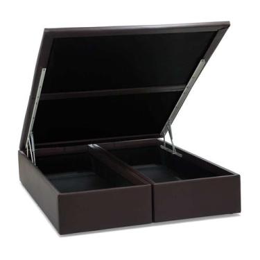 Imagem de Base Para Cama Box Casal Pérola com Baú Marrom - Ortobom